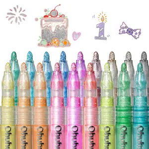 Ohuhu Stocking Stuffers for Teen Girl: 18 Outline Markers - Shimmer Glitter Metallic Double Line Drawing Pens for Adults Beginners Fun Crafts Art Supplies Gifts for Greeting Cards Glass Rock Plastic