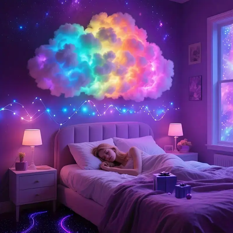 DIY RGB Cloud Lamp - PVC Material, Built-in Batteries, Built-in Cells, USB Powered, Adjustable RGB Colors, Atmosphere Light for Bedroom, Gaming Room Decor