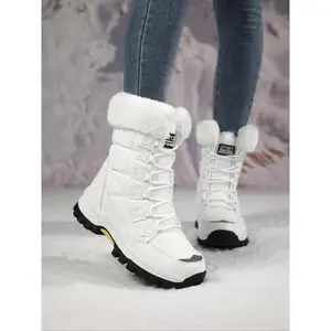 Women's Fashion Winter Snow Boots, Stylish Faux Fur Design, Anti-Slip Thickened Warm Shoes, Waterproof Mid-Calf Boots for Outdoor Use