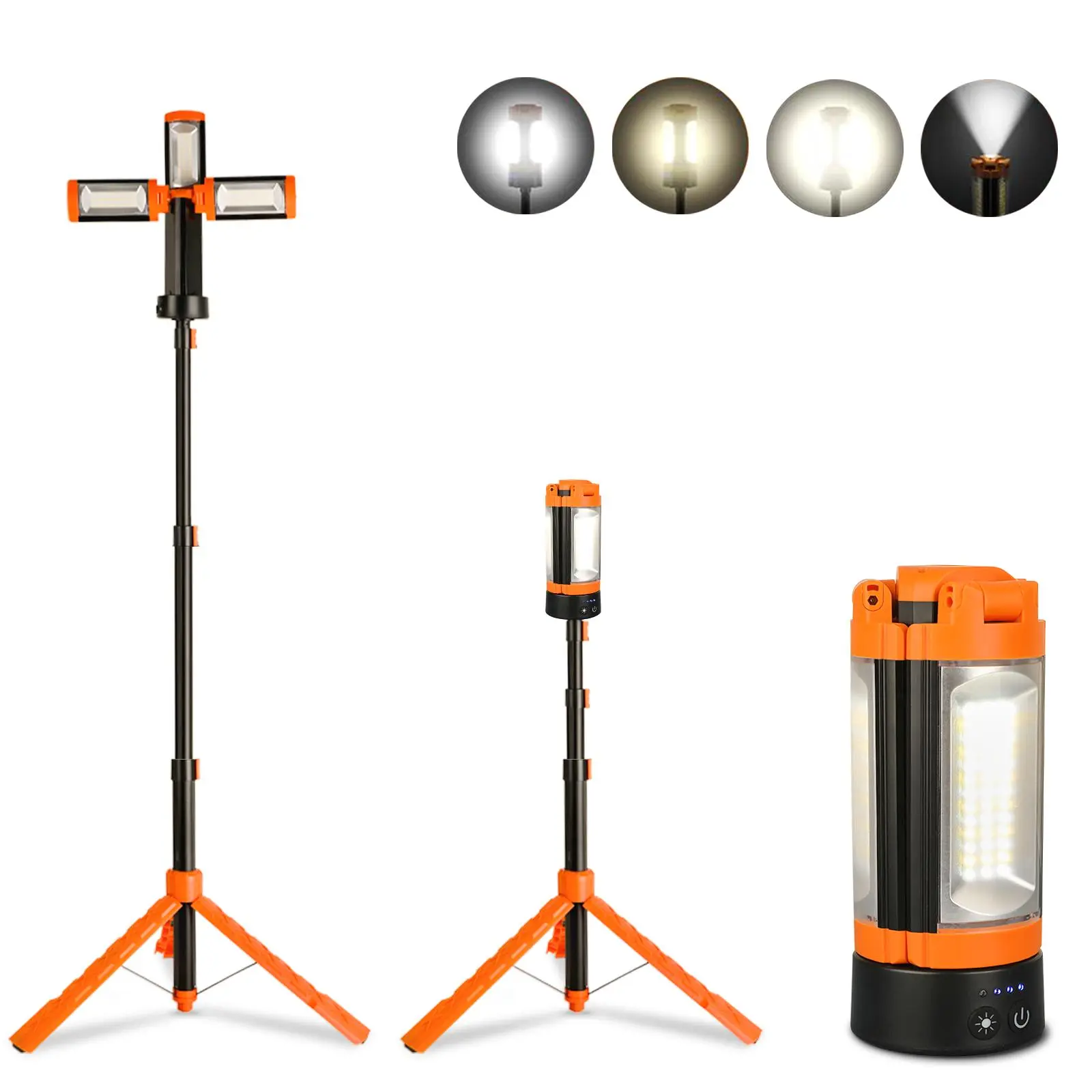 CuLiDing Rechargeable Battery-Powered Camping Lantern with 73in Detachable Tripod, Portable Cordless LED Work Light, 3 Color Modes, Stepless Dimming, Magnetic Base, Camping Accessories for Outdoor Adventures, Power Outages