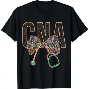 Girly CNA Nurse Coquette Bow Stethoscope Nursing Assistant T-Shirt