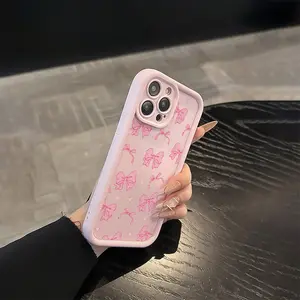 A High-Quality Pink Multi-Colored Bow TPU Case That Offers Precise Hole Positions And Full Protection, Suitable for Apple Iphone 16 Pro/Pro Max/Plus. phone heavy duty peony clear drop frameless custom junk veil shock-proof protective Cellphone Shockproof