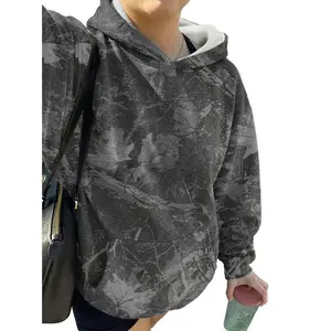 Dokotoo Oversized Hoodies for Women Casual Long Sleeve Abstract Knit Side Slit Pullover Sweatshirts with Pocket
