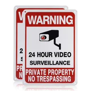 1-Pack Private Property No Trespassing Sign, video surveillance signs outdoor, UV Printed .040 Mil Rust Free Aluminum 10 x 7 in, Security camera sign for home, Business, Driveway Alert, CCTV
