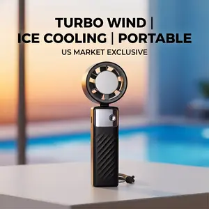 Portable Handheld Cool Air Turbo Fan, Adjustable USB Rechargeable Fan with Digital Display, Suitable for Travel, Outdoor, Gift for Men and Women 3000 mAh