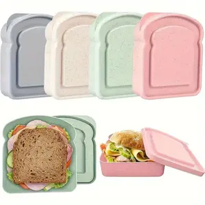 1pc Bento Boxes, Sandwich Containers, Sandwich Containers for Lunch Boxes Plastic Toast Shape Food Storage Sandwich Box with Lid, Microwavable Bento Box, BPA Free and Reusable, Microwave & Dishwasher Safe, for Family or Adults, Kitchen Supplies