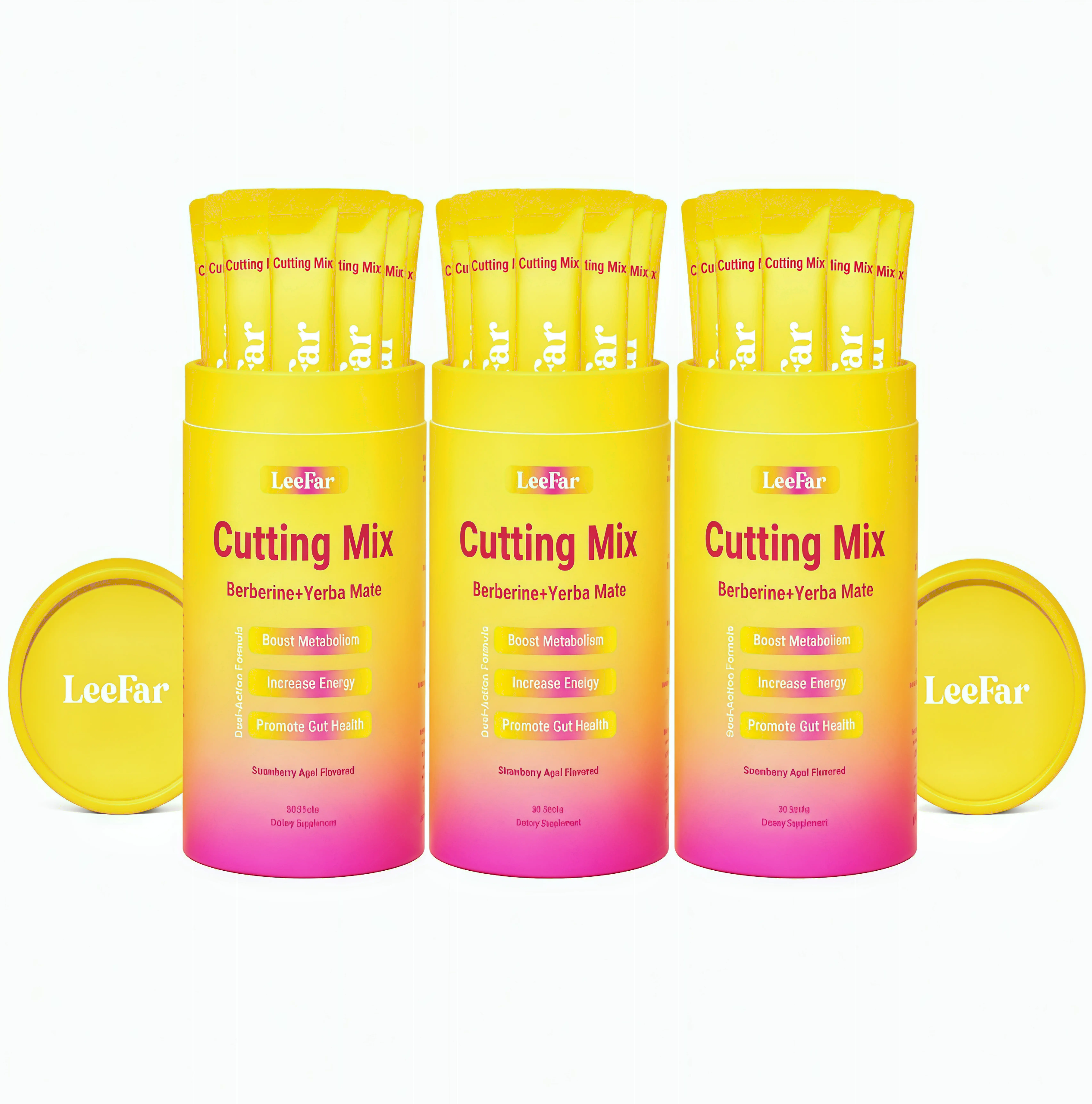 3 Piece LeeFar Cutting Drink Mix – | EH Strawberry Açaí Flavor – | (30 Servings)