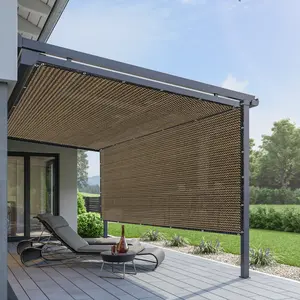 Privacy Screen Fence Brown Covering Heavy Duty Chain Link Mesh Fencing Commercial Windscreen 90% Blockage UV Outdoor Shade Cover Netting for Apartments, Garden, Yard, Patio