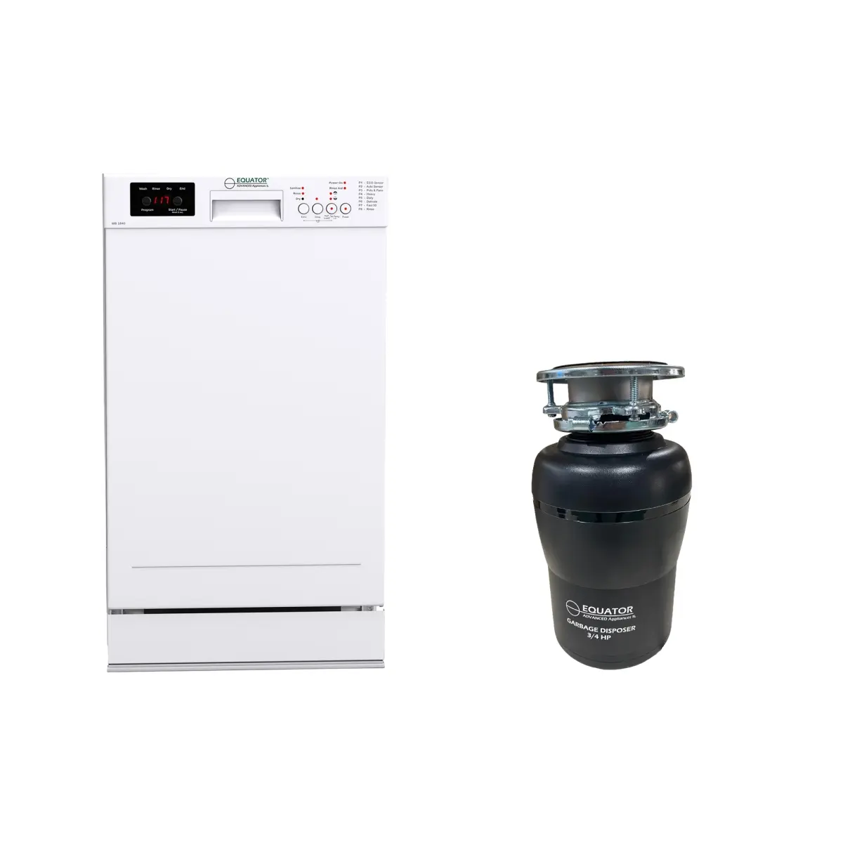 360 Stand 18-in Stainless Steel Dishwasher with 10-Place Setting, Quiet Operation, Child Lock, 110V Plug, E-Star, ADA Certified + 3/4 HP Garbage Disposer