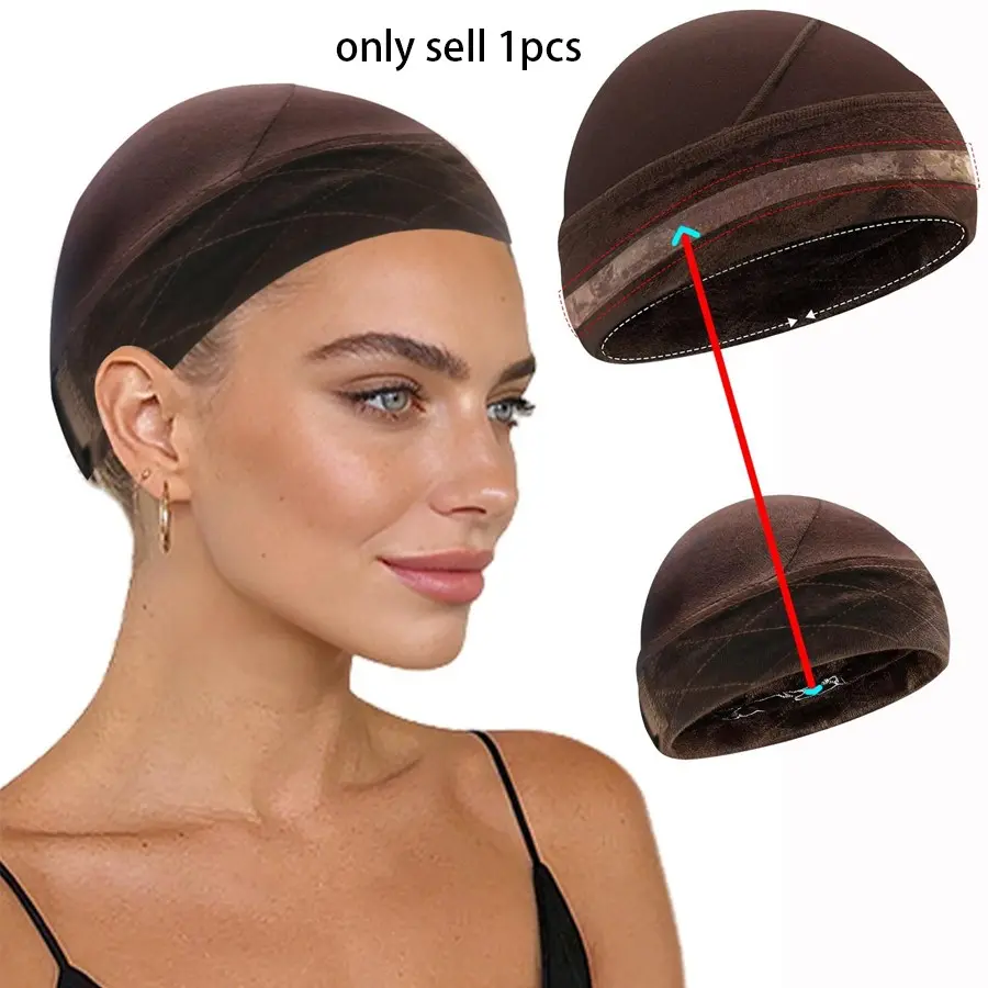 Wig Grip Cap With Silicone Strip to Keep Wigs in Place, Wig Caps with Velvet Wig Grip Band for Glueless Wigs ,Wig Grip Cap for Women Non Slip, Haircare Hairpiece