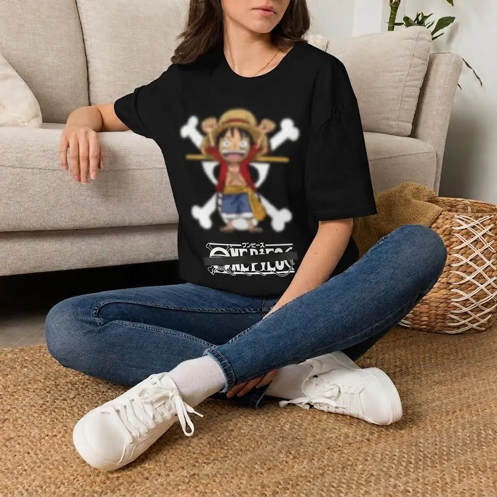 Cozy Living Room Sofa Vibe Straw Hat Boy Graphic Tee | Classic Pirate LLUFFYYY Inspired Cotton T-Shirt | Premium Casual Oversized Streetwear new1