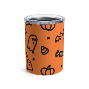 Pumpkin and Ghost Tumbler 10oz, Stainless Steel Spooky Tumbler, Halloween Dishware, Witchy Decor, Candy overed Tumbler,