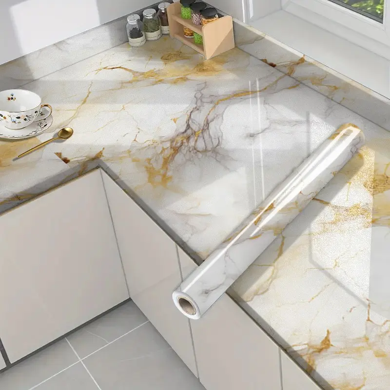 1 Roll 40cm*300cm Marble Self-Adhesive Wallpaper, Waterproof & Oil-Proof, Easy to Apply, Ideal for Kitchen & Bathroom Renovation