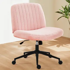 Office Desk Vanity Chair Cross Legged Armless Swivel Fabric Height Adjustable Wide Seat with Replaceable Wheels/Fixed Base gaming chair criss cross chair kneeling chair furniture bean bag chair bedroom furniture for girls
