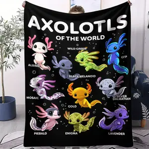 Axolotl Pattern Flannel Throw Blanket, Suitable for All Seasons, Suitable for Beds, Sofas, Cars, Room Decorations, and Gifts, Suitable for Children and Adults