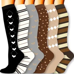 6 Pairs Compression Socks for Men & Women – Breathable, Quick-Dry, Anti-Odor Calf Support for Running, Hiking, Gym, Yoga & All-Day Comfort| Stylish & Durable Designs over-the-knee compression sock