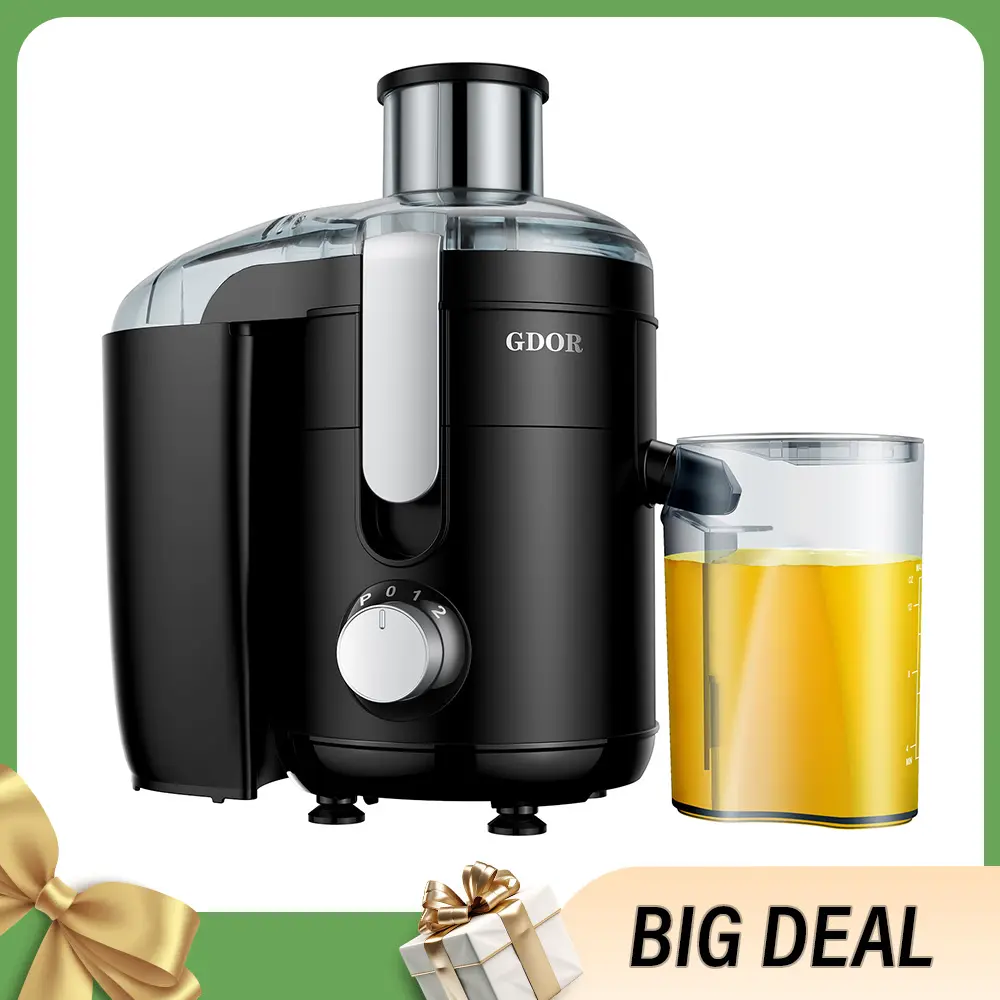 GDOR Centrifugal Juicer Machine - 650W, 2.5in Feed Chute, Compact Mini Design, Dual Speeds, Titanium-Enhanced Cut Disc, Anti-Drip, BPA-Free, Multi-Setting, US Plug, Cleaning Brush for Home Use, Multi-Setting Centrifugal Juicers