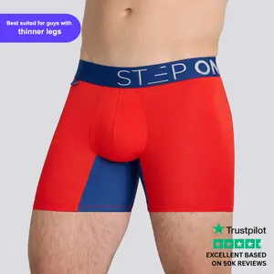 Step One Men's Trunk - Ember Wave, Anti-Chafe, Breathable Bamboo Fabric, UltraGlyde Panels, Hidden Elastic Pouch, Premium Underwear, Athletic Daily wear