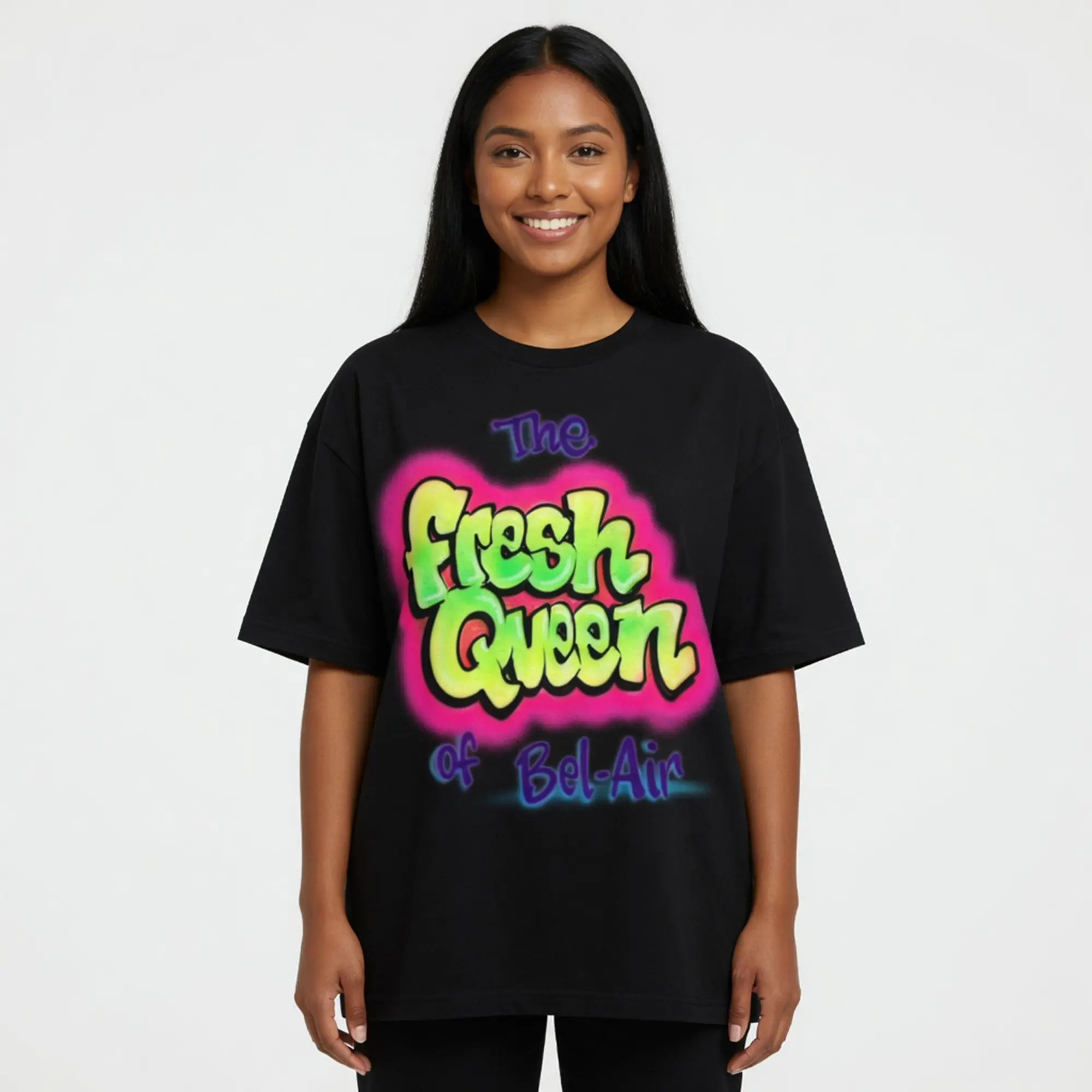Airbrush Fresh Queen of Bel-Air Shirt Vintage 90s Graphic Tee Retro Unisex Streetwear T-Shirt Cotton Fit