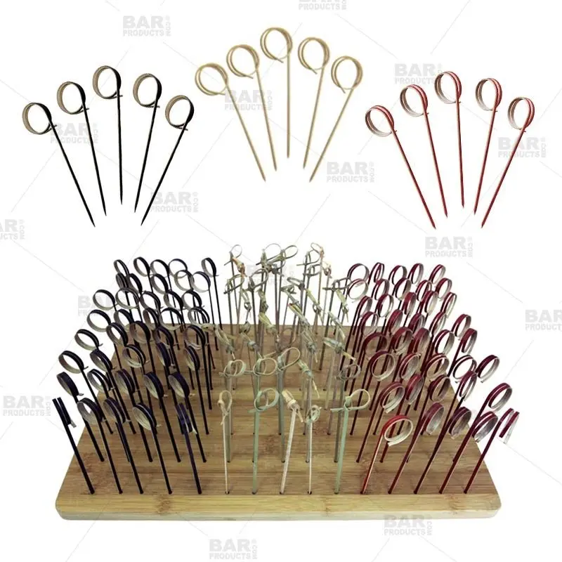 BarConic® Ring Bamboo Cocktail Pick Kit, Bar Cocktail Sticks with Display Stand, Cocktail Cocktail Sticks