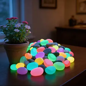 Set Of 32 Extra-Large, Dreamy, Glowing Pebbles For Garden Paths, Aquariums, And Starry Night Lighting-Perfect For Home And Outdoor Decor
