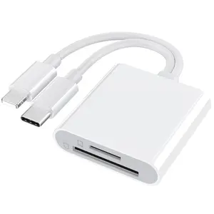 2-in-1 SD Card Reader, Portable and Compact Type-C Dual-Slot Memory Card Reader with USB C Interface for USB-C Devices, Plug-and-Play Adapter for Gaming and Data Transfer