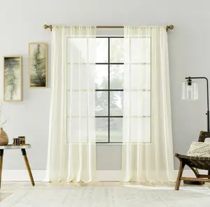 100% Cotton Sheer Curtain, 50x84 inches, Cream