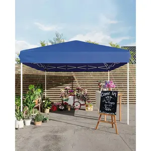 YJ-Garvee 10x10 ft Pop-Up Canopy Tent with Sandbags and Carry Bag, Ideal for Commercial Events, Camping, Backyard Parties, Durable and Easy to Set Up, Blue