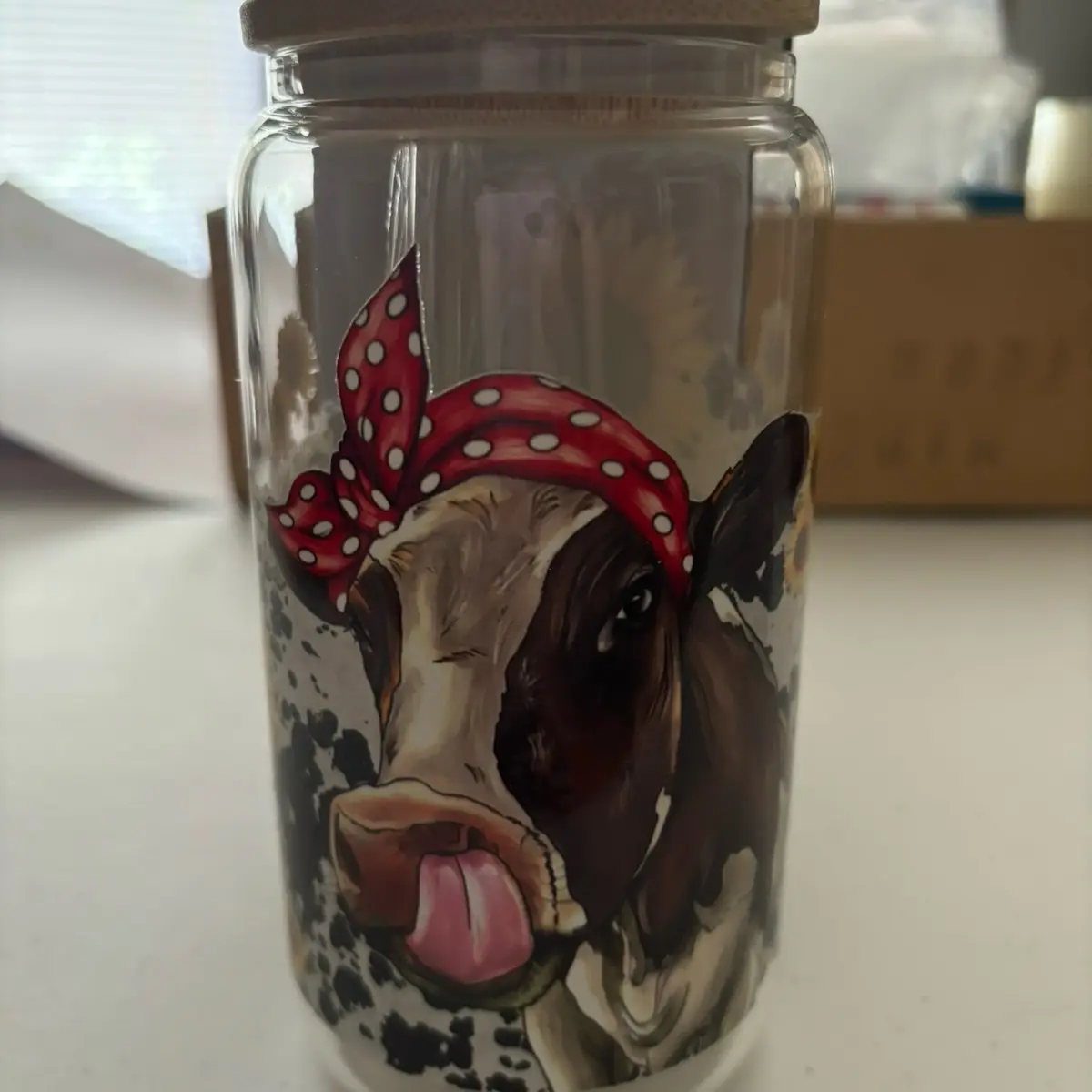 Bamboo Lid and Straw Cow Cup Drinkware for Drinking - Bottle