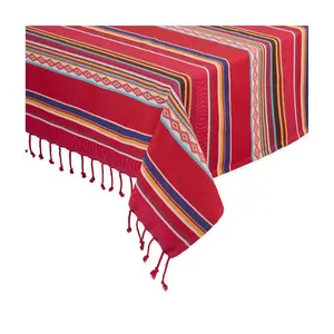 Design Imports Baja Stripe Jacquard Tablecloth-  52 X 52
