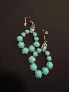 Vintage Turquoise Beaded Teardrop Earrings