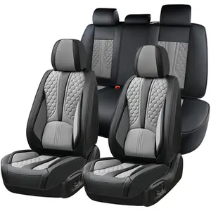 Seat Covers Custom Fit 2015-2024 2025 Ford F150 SuperCrew, and 2017-2024 2025 F250 F350 F450 Super Duty Crew Cab, 3D Honeycomb Design Full Set Car Seat Cover -Black Gray