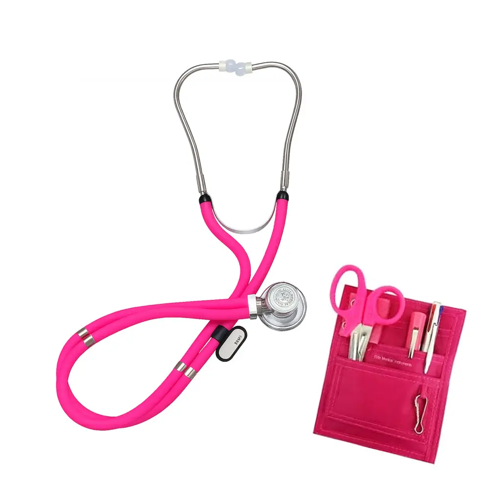 EMI NK-112-5 Piece Set Nurse Starter Kit - PINK Sprague Rappaport Stethoscope Set and Pocket Organizer Nurse (Includes Chart Pen, 5.5 in. Lister Bandage Scissors, Pen Light)