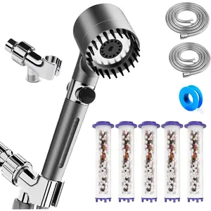 Ion Drops Shower Head Filtered with, High Pressure Flow and 3 Spray Modes Shower Head, 5 Replaceable,2 Wash for Hard, Showerhead with ON/OFF Switch