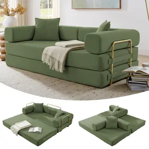 Eyisean 78" Corduroy Convertible Folding Sofa Bed, 4-in-1 DIY Combination Floor Boneless Couch with 2 Cushion, Comfy King Size Futon Sofa Bed for Living Room, Compressed Sofa in Box, No Assembly Required