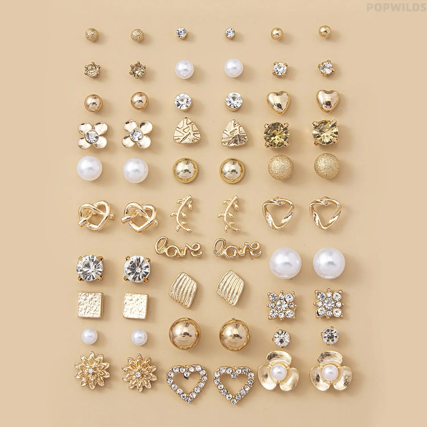 Women's Multi-Piece Stacking Earring Set - Affordable Fashion Jewelry for Women, Mixed Shapes with Heart, Flower, Star Detailing, Lightweight, Versatile, Matches Daily Casual & Fancy Party Outfits, Holiday Gift for Girlfriends, Heart Shaped Earrings, Earr