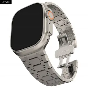 URVOI Band for Apple Watch Ultra 2 Series10 9 8 7 high grade 316L AP Stainless steel Strap for iWatch wristband butterfly buckle Smart Watch Straps