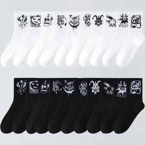 10/20/30 Pairs Oversized Socks, Sweat Absorbing Sports Basketball Stockings, Spring and Summer Black White Men's Mid Length Socks