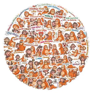 Punch The Monkey 100PCS Emotional Support Stickers Cute Kawaii Monkey Stickers Pack, Mental Health & Mood Vinyl Stickers for Laptop, Water Bottle, Journal, Phone Case