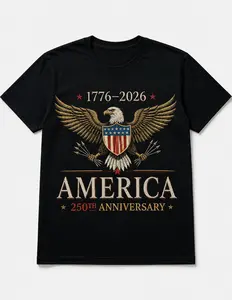 America 250th Anniversary Tshirt Eagle Shield Prin