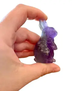 Crystal Fluorite Rabbit ~ Gift Set with Complimentary Selenite ~ 72 grams ~ 2-2.5 inches ~ Sculpture ~ Metaphysical ~ Reiki ~ Pocket Gemstone ~ Figurine Animal ~ Collectible ~ Home Decor Crystal