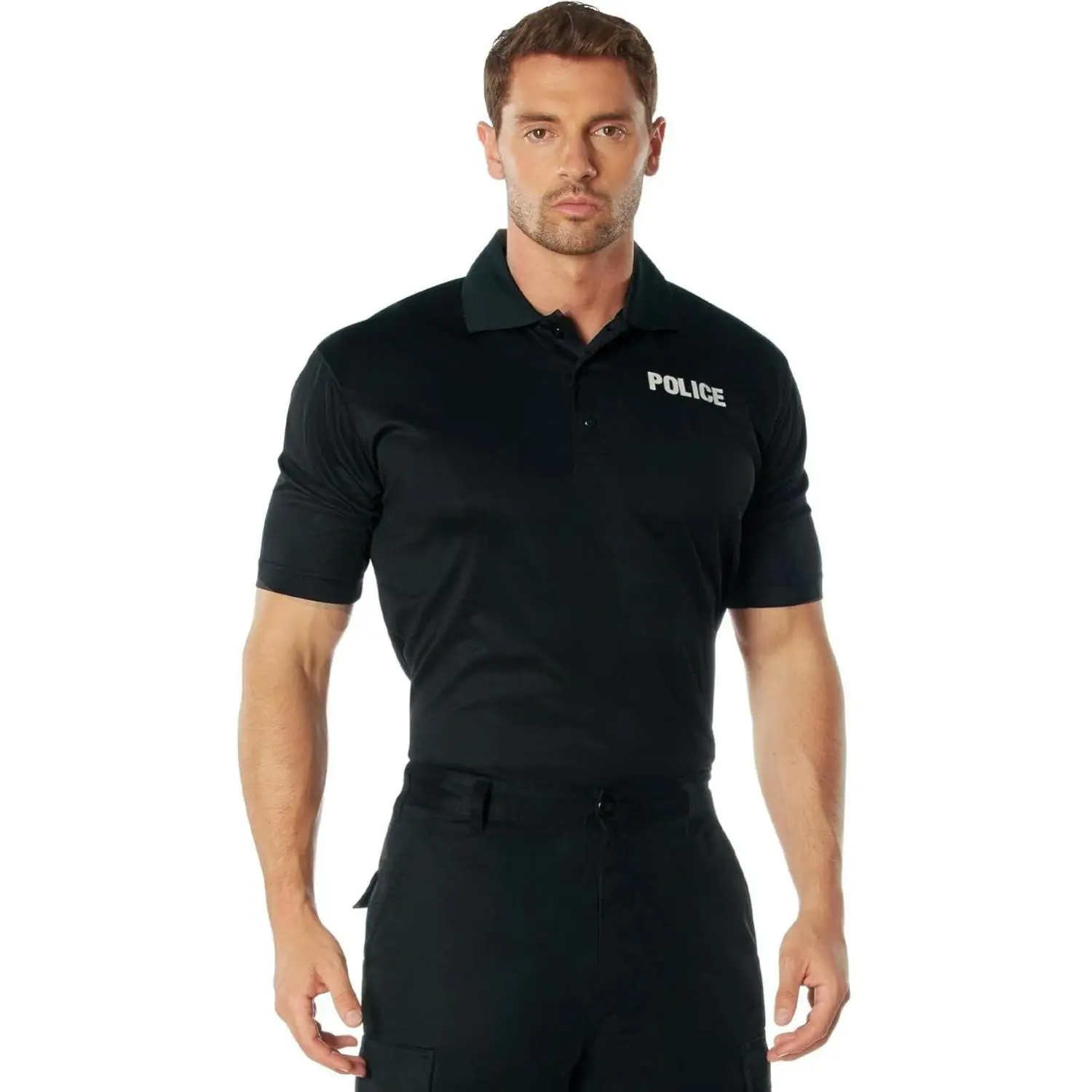 ROTHCO Men's Police Polo Shirt - Short-Sleeve Fitted Athletic Moisture-Wick Polyester, Foldable, Breathable All-Seasons Menswear for Law Enforcement with Graphic Print