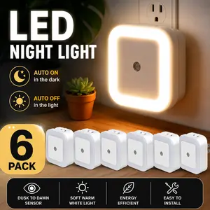 Night Light, Night Lights Plug into Wall 6-Pack, Plug in Night Light, Dusk to Dawn Nightlight Led Night Lights for Bedroom, Bathroom, Hallway Warm White Home Lighting SpringStatements