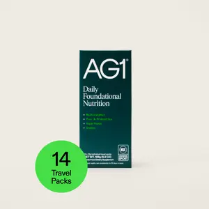 AG1 Athletic Greens Powder Supplement, Improve Gut Health, Multivitamin, Probiotic, Gluten Free, Vegan and Keto Friendly, 75 Vitamins (Travel Packs, 14 Count) - Classic Formula