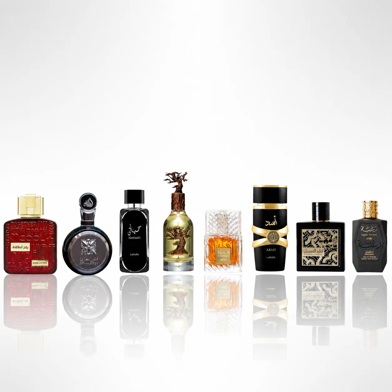 Lattafa Premium Arabian Fragrance Multi-Pack - Fragrance Discovery Set with Ramz gold, Fakhar, Hayaati, Eternal Oud, Khamrah, Asad, Qaed Al Fursan, Raghba - Guys Gifts Men's Colognes Bundle, Gifts For Him, Boyfriend Birthday Gift