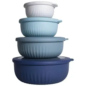 Colorful Nesting Plastic Mixing Bowls with Lids, Nested Design, Wide Deep Small Bowls for Cooking, Durable Kitchen Utensils Set, Nesting Salad Bowls