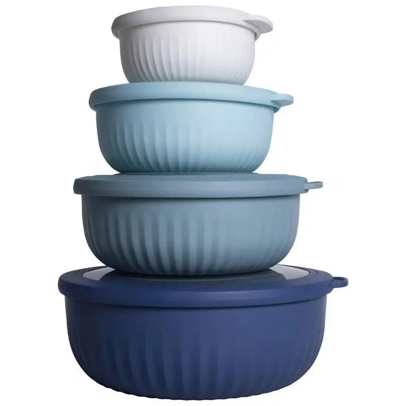 Colorful Nesting Plastic Mixing Bowls with Lids, Nested Design, Wide Deep Small Bowls for Cooking, Durable Kitchen Utensils Set, Nesting Salad Bowls, Stackable Mixing Bowls
