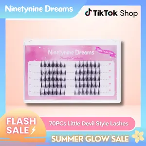 Ninetynine Dreams 70PCs Little Devil Style Spiky Anime Douyin Lashes | 9-13mm C++ Curl DIY Individual Eyelash Clusters, Ultra-Thin Transparent Flexible Band, Waterproof Long-Lasting Reusable Pre-Mapped Beginner-Friendly Makeup Essential Clusters
