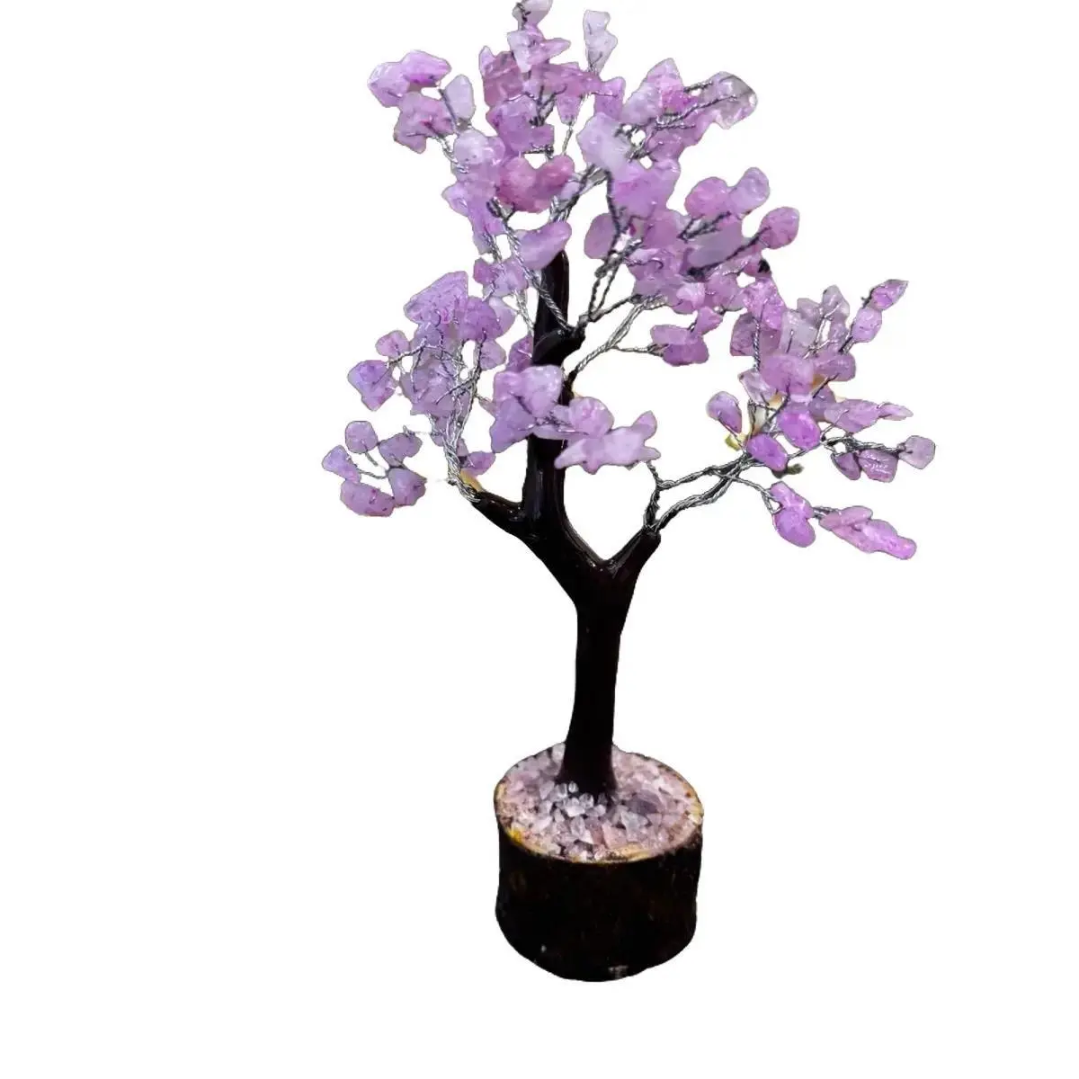 Natural Gemstone Crystal Tree Feng Shui Decor - Ornaments Gift Decorative Wooden apache  gold