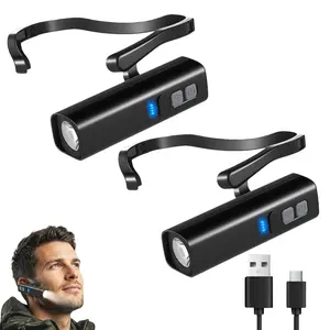 LED Rechargeable Ear-Worn Headlamp - Lightweight, Motion-Sensor, High-Bright Hands-Free, Adjustable Clip-On Hat Light for Running, Camping, Fishing (Sports & Outdoor Fishing Lighting Accessory)